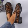Fashion Women's Fashion Leopard Patchwork Slip-on Loafers Chunky Heel Platform Flats 2024 New Moccasins Casual Shoes Plus Size Zapatos