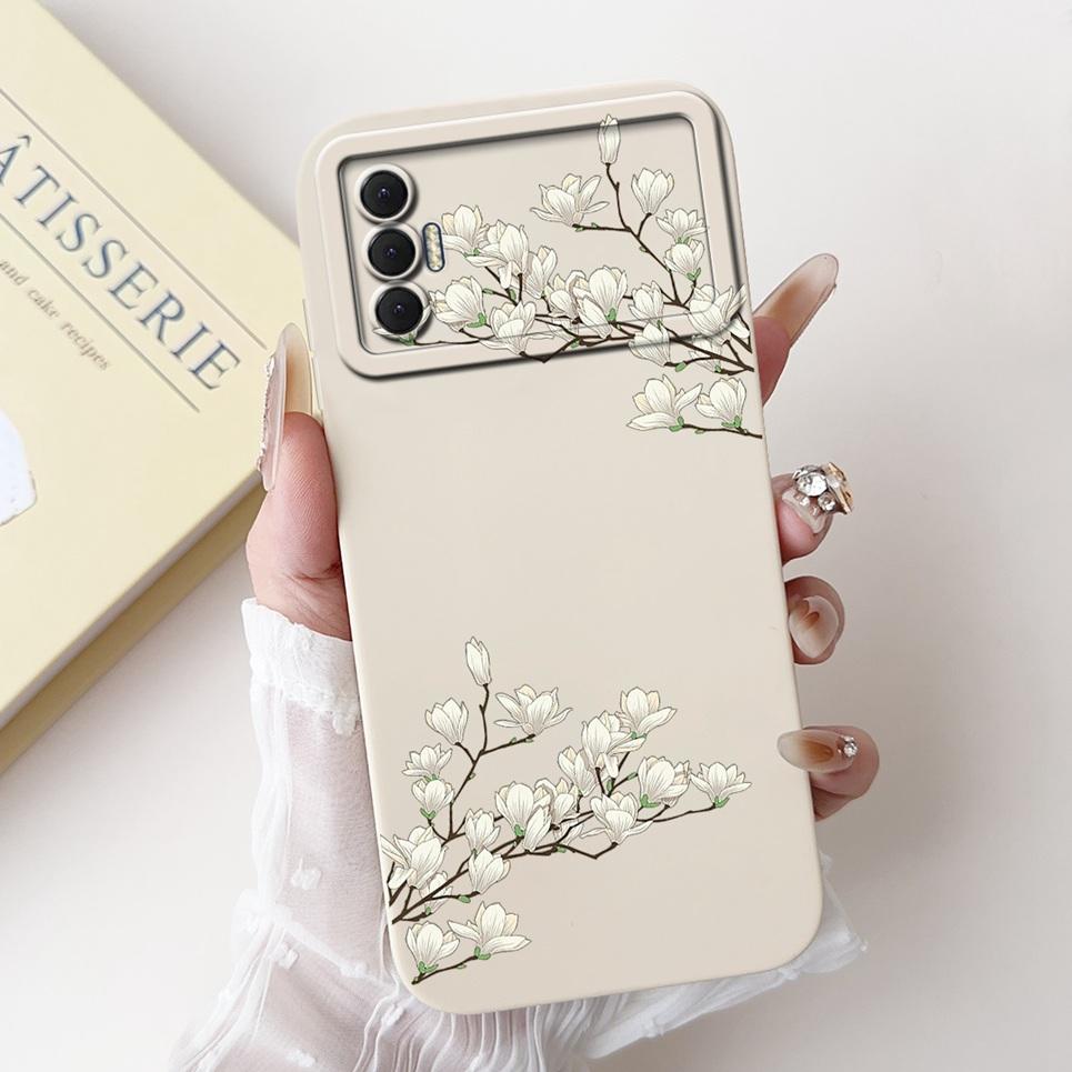 Phone Shell For Tecno Spark 8P Woman Fashion Flower Butterfly Coques For Tecno Spark 9T India Back Covers Soft Liquid Silicone