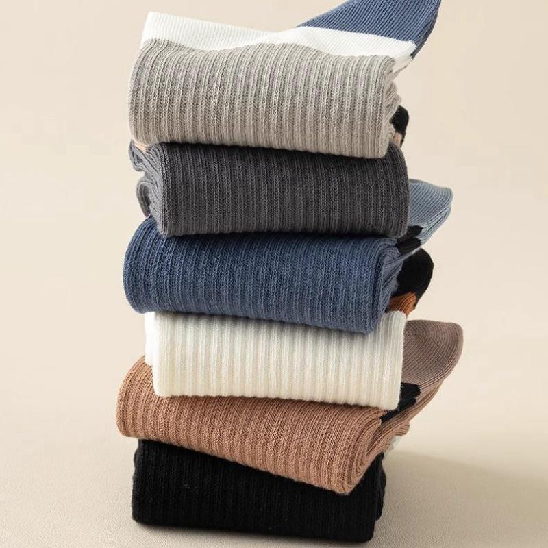 5/10 пар весенних носков, мужские полосатые носки средней длины, впитывающие пот дезодорирующие модные спортивные носки