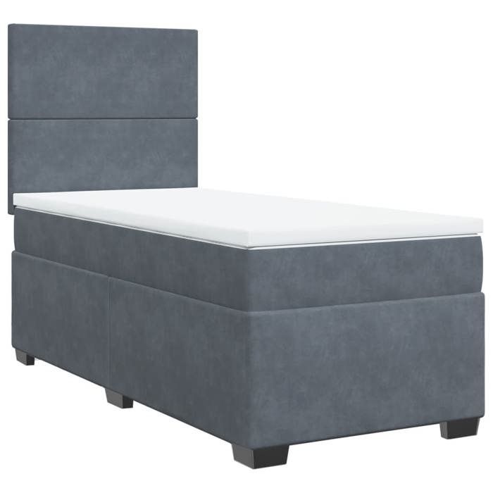 Maison Exclusive - Sommier à lattes de lit et matelas Gris foncé 90x200 cm Velours