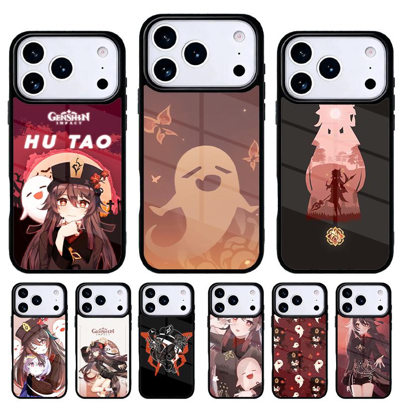 Мультяшный чехол для телефона Hu Tao Genshin Impact для iPhone 17 16 15 14 13 Pro Max Задняя крышка для 12 11 Pro Coque