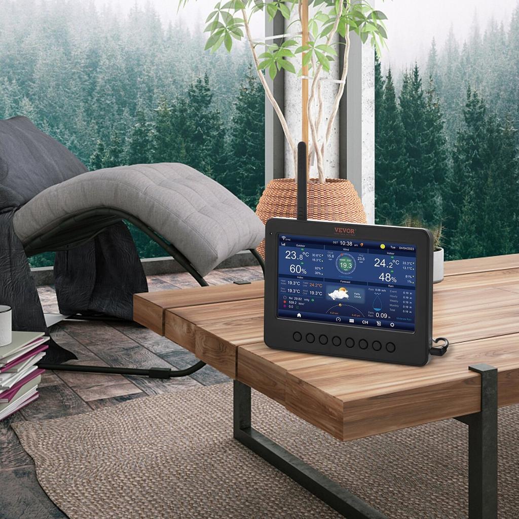 7-in-1 Wi-Fi Weather Station 7 in TFT Display Wireless Outdoor Sensor