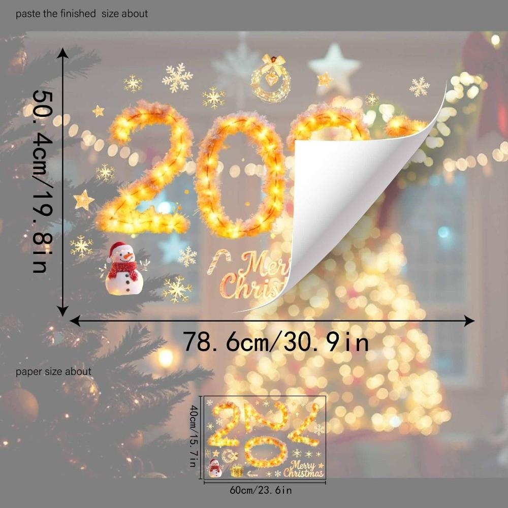 Two-sided 2027 Static Cling Decal Waterproof DIY Christmas Glass Window Sticker Small Festive Atmosphere