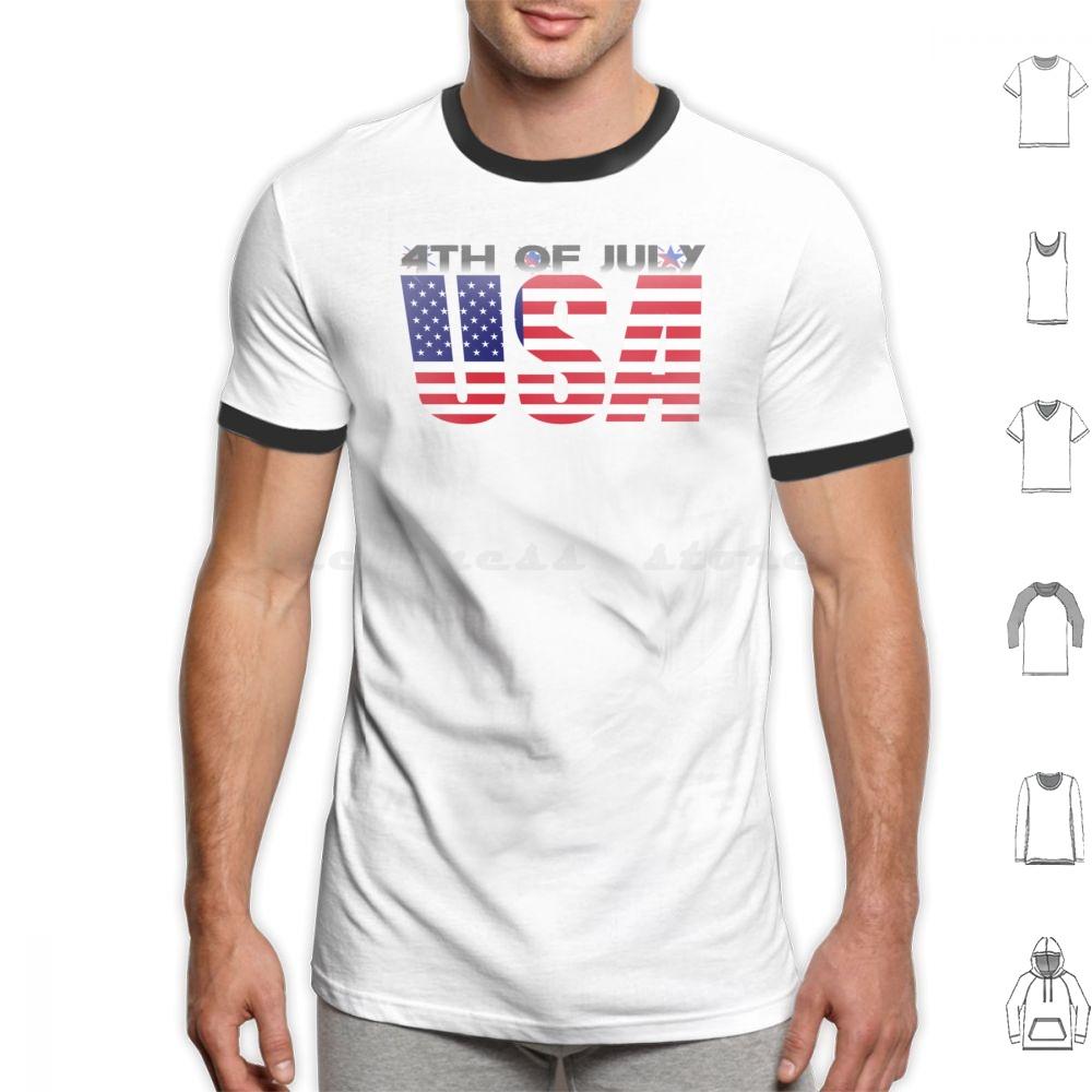 Футболка 4 июля Хлопок Мужская Женская DIY Печать День 4 июля США Американская Гордость Красный Белый Синий Патриотические Звезды И