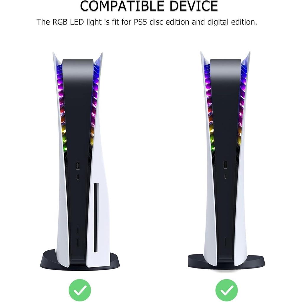 Светодиодная панель RGB, 8 цветов, 400 эффектов, синхронизация цветов под музыку, аксессуары для самостоятельного украшения, кольцевые световые полосы для PS5, приложение/ИК-пульт дистанционного управления