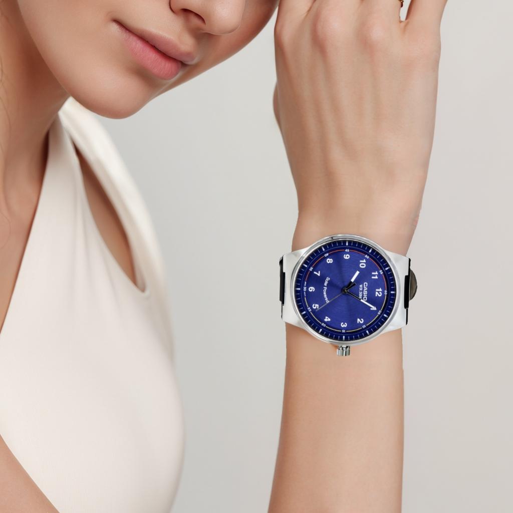 Casio Стандартная серия 50M Водонепроницаемые Кварцевые Часы Кожаный Ремешок Синий Циферблат Унисекс Часы MTP-RS105L-2BV