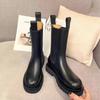 Новые женские повседневные кожаные ботинки на толстой подошве 2024 года, классический высококачественный стиль, весенне-осенние ботинки с черной подошвой, стройнящие