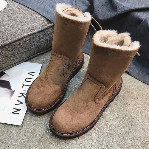 Женские меховые сапоги, женская зимняя обувь, женские повседневные сапоги на молнии до колена, сохраняющие тепло, зимние сапоги, черные 2024