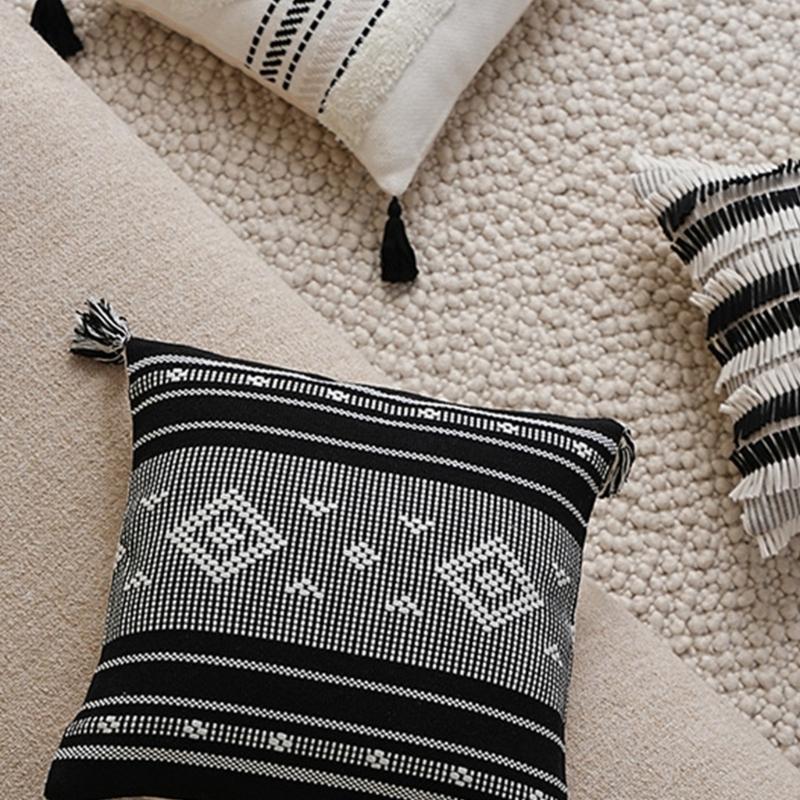 Наволочка Геометрический жаккард Наволочка Хлопок Стирающаяся ткань Чехол для подушки 45х45см Украшение для гостиной