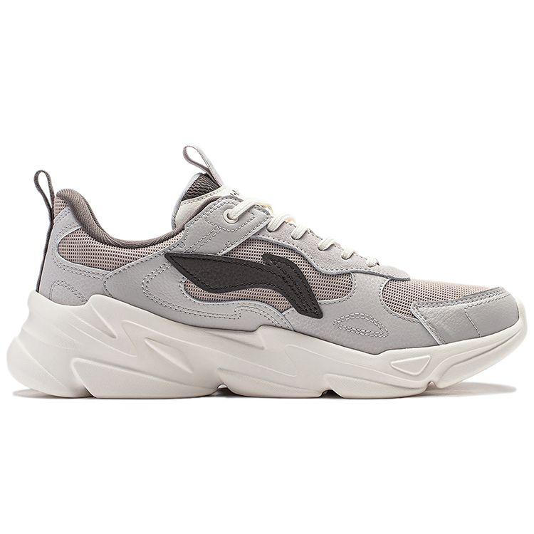 Li Ning Flowing Fire Fabric Synthetic Leather Retro Dad Shoes Mesh Non-Slip Breathable Low-Top Casual Shoes Men Sneaker Gray AGCT387-2
