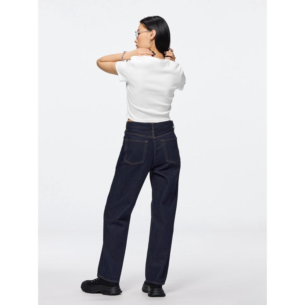 GU by Uniqlo Джинсы прямые с высокой посадкой стандартной длины 71,0–75,0 см