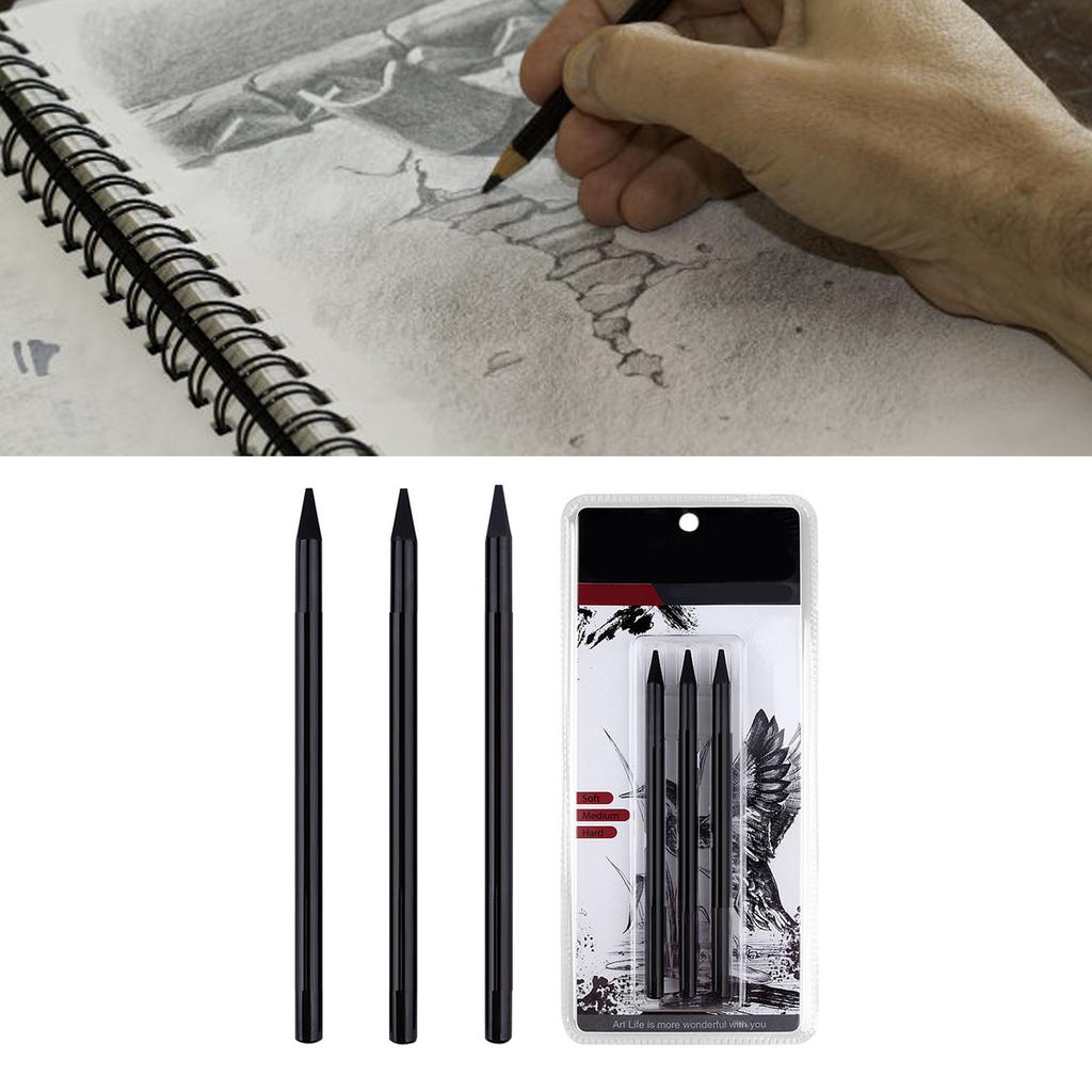 Набор профессиональных угольных карандашей для рисования, 3 шт. Мягкие, средние и твердые угольные карандаши для Sketchi