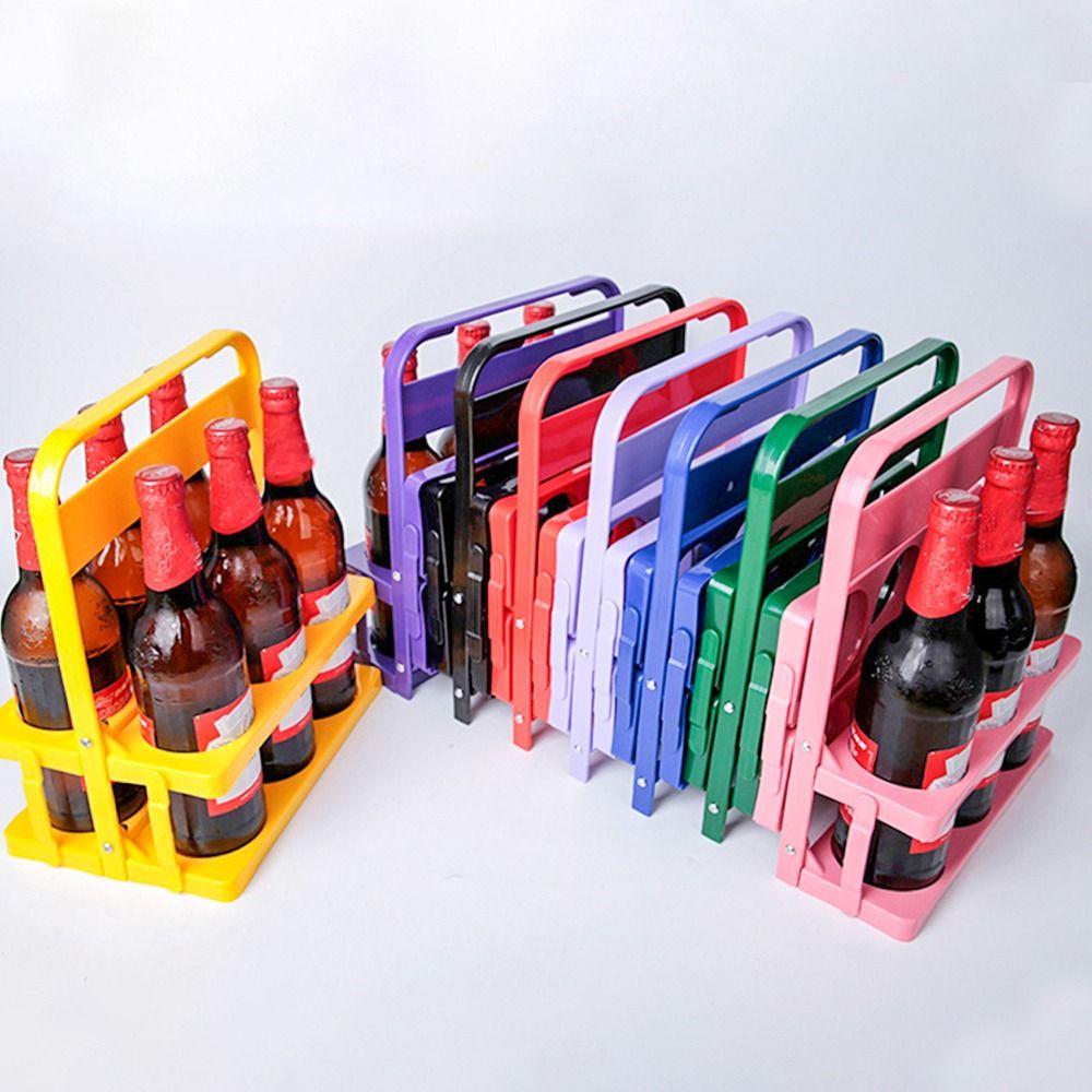 1Pcs New Basket Cup Organizer Beer Rack 6 Hole Foldable Beer Bottle Carrier Reusable Bar Beverage Display Drink Holder