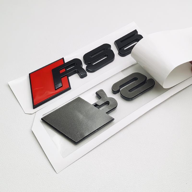 3D ABS Black Logo RS3 RS4 RS5 RS6 RS7 RS8 Emblem Letters Sticker Car Rear Trunk Badge Decal For Audi RS 3 4 5 6 7 8 Accrssories