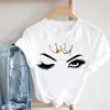 (Asian size)Women Summer Crown Eye Lashes Eyelashes Printing Fashion Tshirt Short Sleeve Lady Print Tee Top Female Clothing Casual Graphic T-shirt