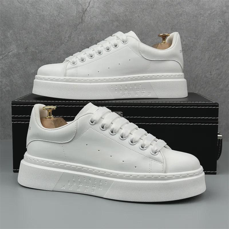 2024 Men's Summer Breathable Slip-On Sneakers - Classic, Fashionable, Thick-Soled, Height-Enhancing Campus White Shoes
