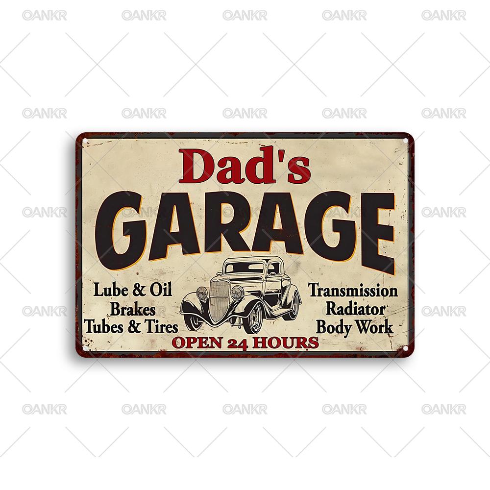 Retro Garage Metal Tin Sign Vintage Tool Wall Art Poster for Home Bedroom Bathroom Decoration Rustic Wall Decor Chic Gift