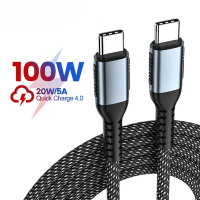 Кабель USB C - USB Type C для MacBook Quick Charge 4.0 PD 100 Вт 5 А, быстрая зарядка для Samsung Xiaomi 10, кабель для зарядки 1/2 м