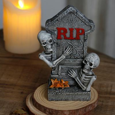 Хэллоуин Статуя Надгробия Украшение Жуткая Смола RIP Скелет Надгробная Плита Фигурка для Хэллоуина Сад Уличный Декор