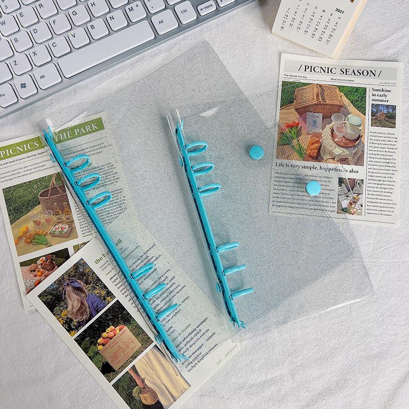 Прозрачный альбом с отрывными листами из ПВХ в корейском стиле формата А5/А6 и дневник ученика с 6 отверстиями