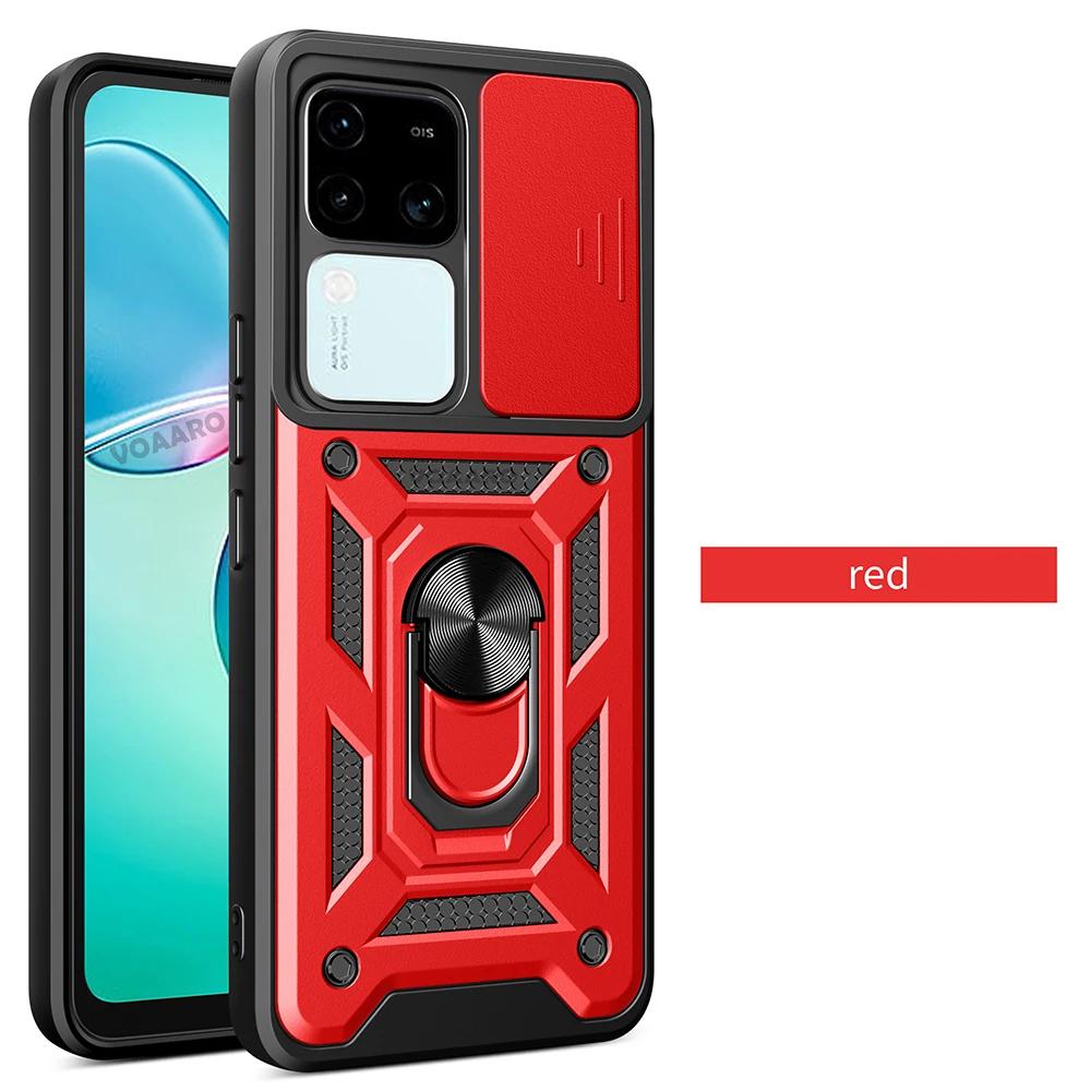 Slide Lens Funda for Vivo V30 Pro 5G Case for Vivo V30 Lite X100 Pro V25 5G Y28 V25e Global Case Magnetic Ring Stand Armor Cover