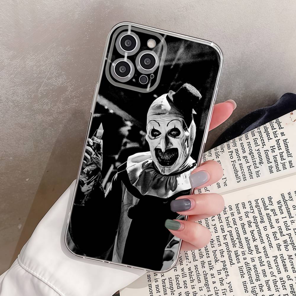 The-Clowns-horrors-T-Terrifier Transparent Back Phone Case For iPhone 17 16 15 13 12 11 14 Pro Max Mini Plus Silicone Bumper