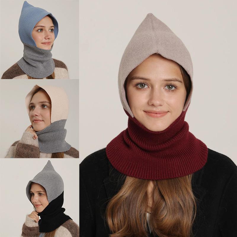 1Pc Scarf Baraklafa Hat Wool Winter Knitted Warm Polyester Ear Protection Splicing Cap