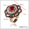 Bohemian Retro Open Ring with Hollow Flower Design