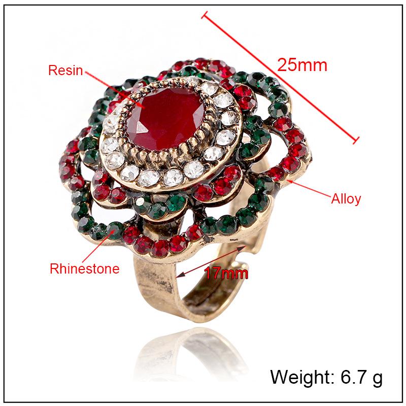Bohemian Retro Open Ring with Hollow Flower Design