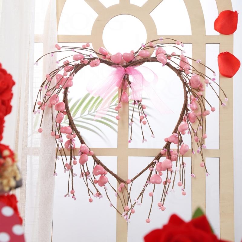 Artificial Heart Berries Wreath For Valentines's Day Decoration Decorative Garland Wedding Window Table Centerpieces