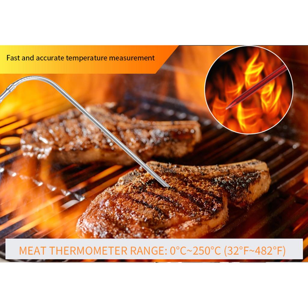 Цифровой пищевой термометр, термометр для мяса для гриля BBQ с таймером, 9 предустановленных режимов, 5 уровней готовности, температурная сигнализация,