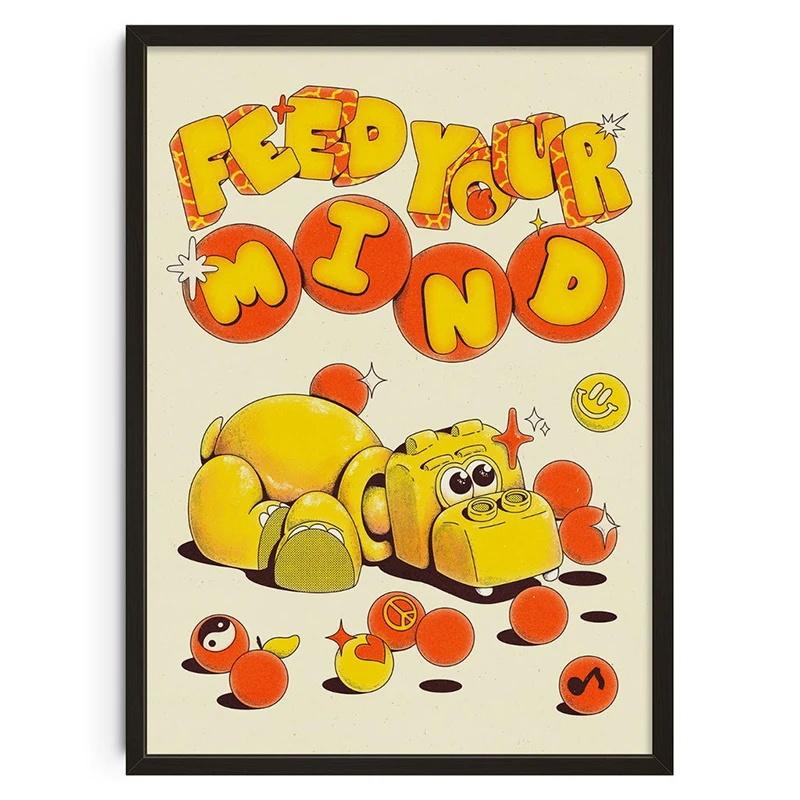 Винтажный Абстрактный Накорми свой разум Классические Постеры Принт Забота о себе Настенное искусство Холст Картина для Гостиной Спальни Домашний декор