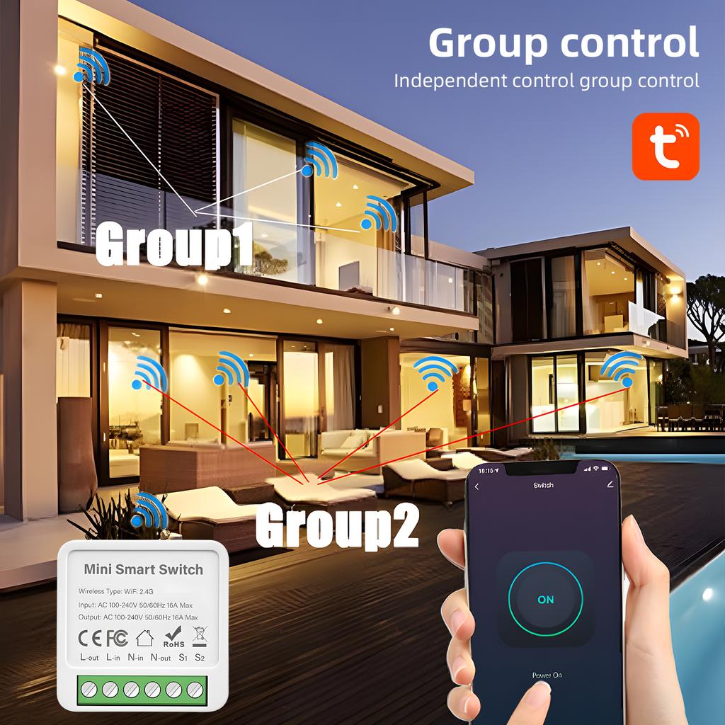 WiFi Smart Light 16A DIY Автоматический выключатель с таймером 1 группа 2-стороннее управление Tuya Wireless
