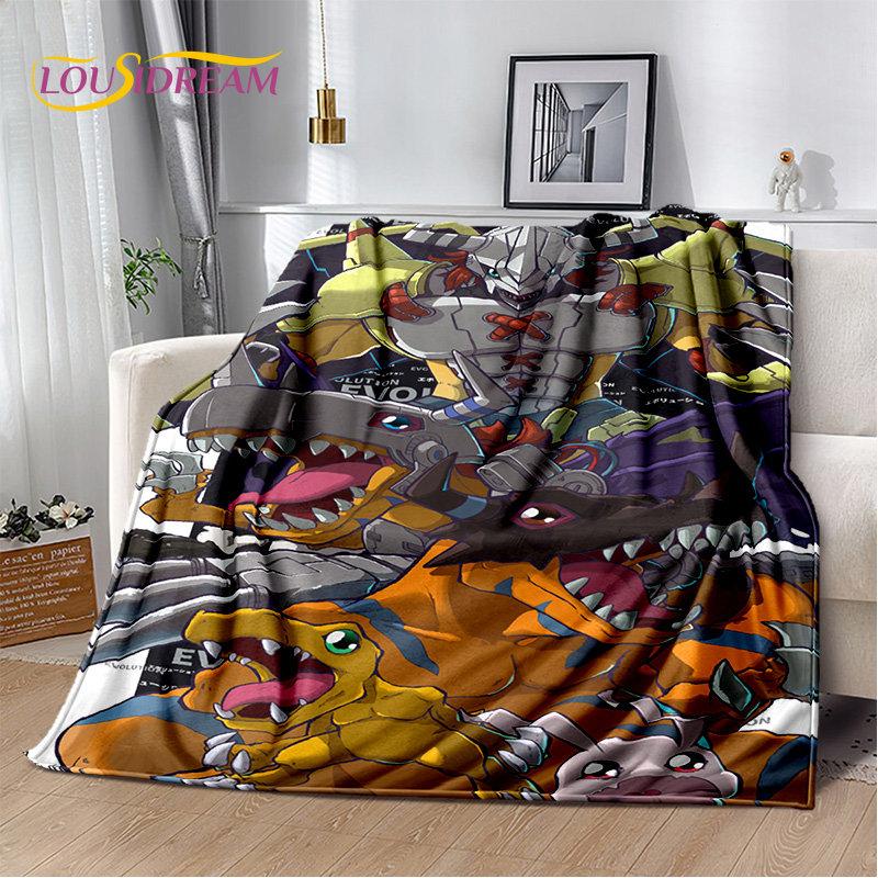Мягкое плюшевое одеяло с изображением мультфильма «Дигимоны», фланелевое одеяло, покрывало для гостиной, спальни, кровати, дивана, чехла для пикника