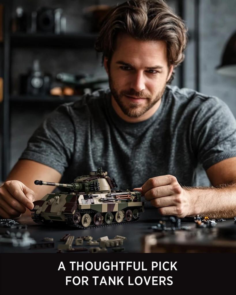 Nifeliz Конструктор Танк Тигр для взрослых, Военная модель, Конструктор, Декор для офиса/дома, Подарок на день рождения (1267 штук, NF10315)