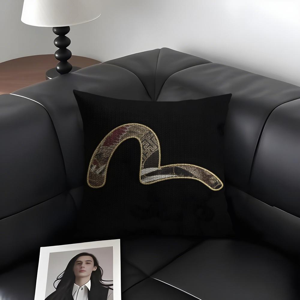 EEVISU Logo Cushion Cover Natural Linen Organic Fabric DoubleSided Printing Sofa Home Decor Gift Pillow Case