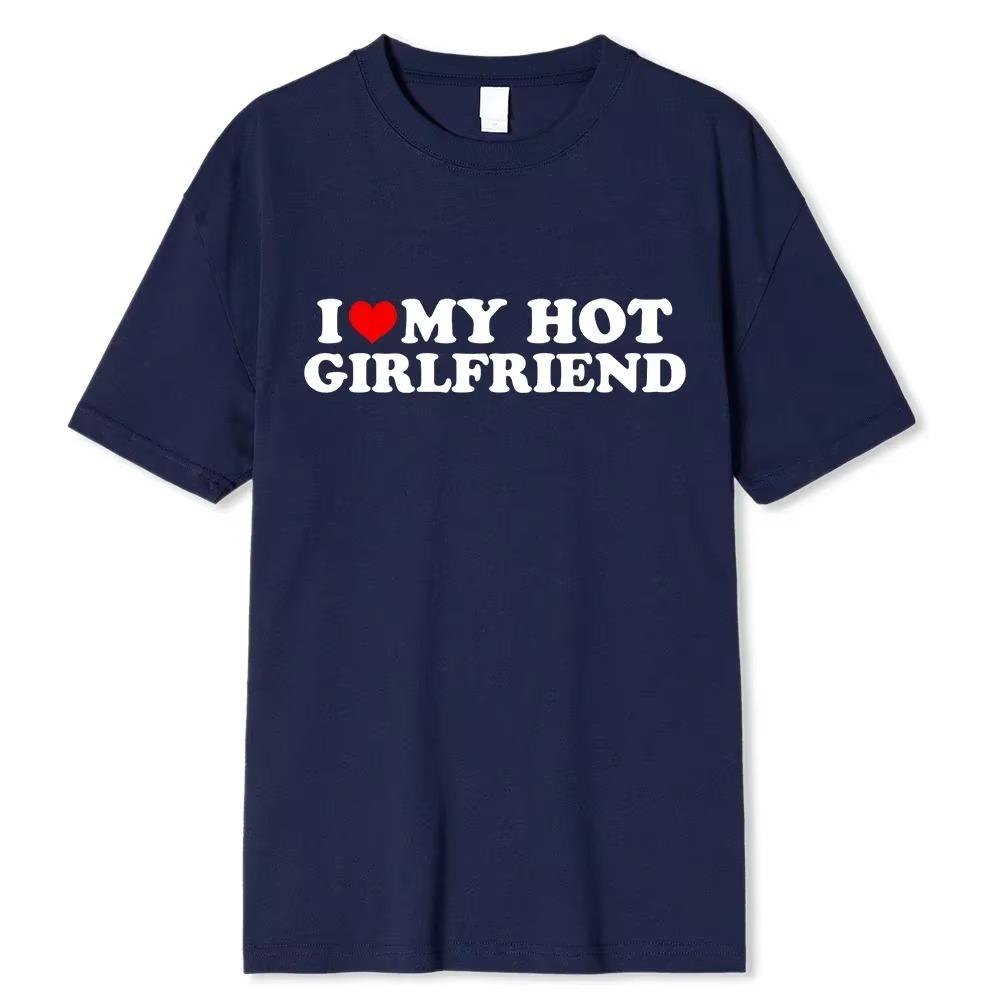Винтажная забавная футболка с надписью «I Love My Hot Girlfriend Boyfriend» для пар, мужская хлопковая футболка для бойфрендов, повседневная спортивная уличная одежда