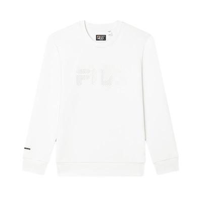 Fila Логотип бренда серии White Модный повседневный натуральный простой пуловер с длинным рукавом Мужской свитшот Нефритово-белый F11M443205F-WT