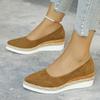 Women's Wedge Platform Shoes Comfortable Slip-On Loafers Shallow Mouth Single Shoes for Women Pointed Casual Shoes Zapatos Mujer