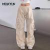 Beige Hip Hop Cargo Pants Women Harajuku Y2K Vintage Baggy Streetwear Oversize Wide Leg Parachute Trousers Female Korean Fashion