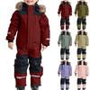 Children's Fashion Outdoor Waterproof Fleece-Lined Thickened Warm Boys' And Girls' One-Piece Ski Suit