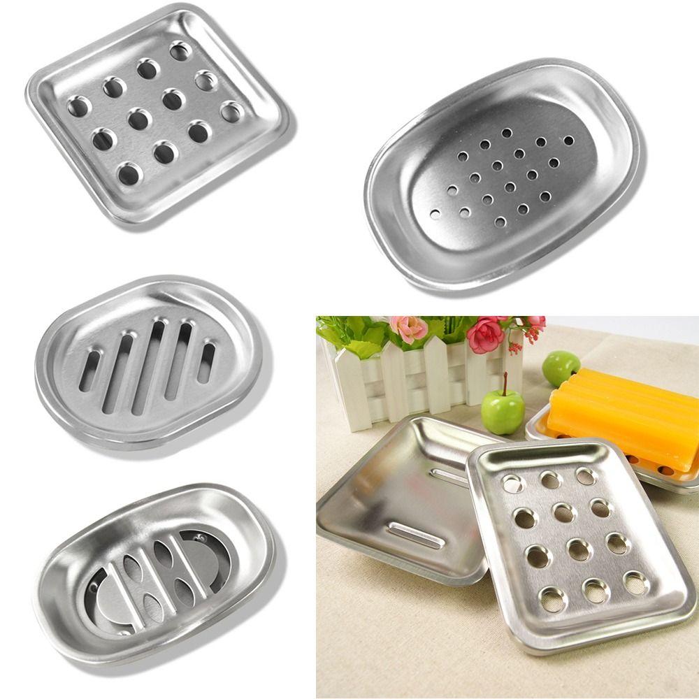 Stainless Steel Soap Dish Double Layer Soap Container Tray  Bathroom Kitchen Sink Organizer