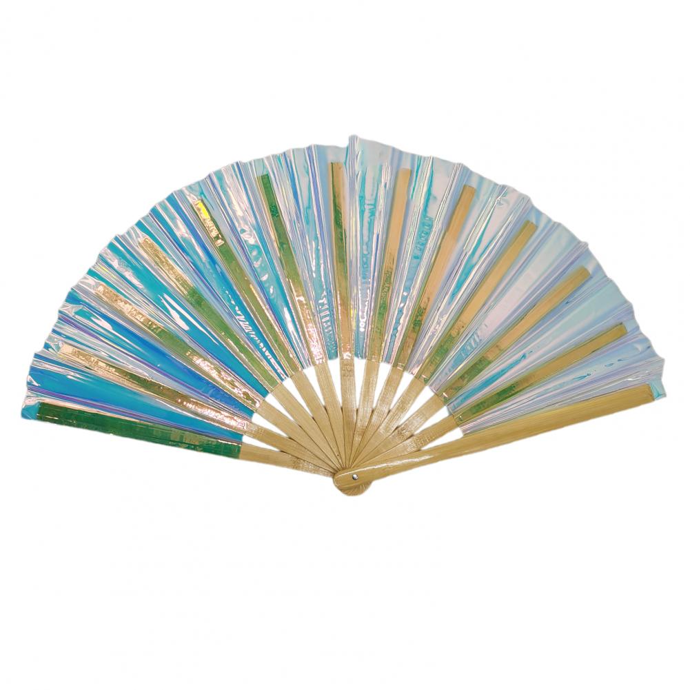 ПВХ Голографический Складной Веер Переливающийся Ручной Веер Летний Охлаждающий Веер Декорация Реквизит для Танцевальных Выступлений Аксессуары для Поп-Вечеринки