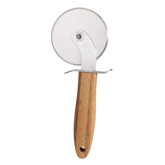 Pizza Cutter Wheel with Wooden Handle Stainless Steel Pizza Cutter Rocker Slicer Sharp Pizza Cutting Tools for Pizza Pie Bread Cheese