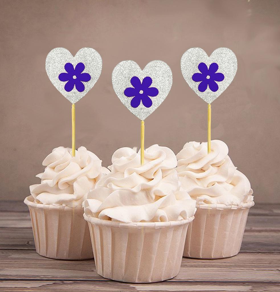 Дарлинг Сувенир| Блестящие топперы для кексов в форме сердца | Свадьба - Украшения для десерта на день рождения - упаковка