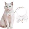 Pet Necklace Elegant Adjustable Cat Dog Collar with Faux Pearl Bow Cute Pet Neck Circle Pet Accessory
