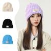 Letter Patch Woolen Hat for Women In Autumn and Winter, Face-showing Small Windproof Ear Protection Cold Hat, Fashionable and Versatile Warm Knitted