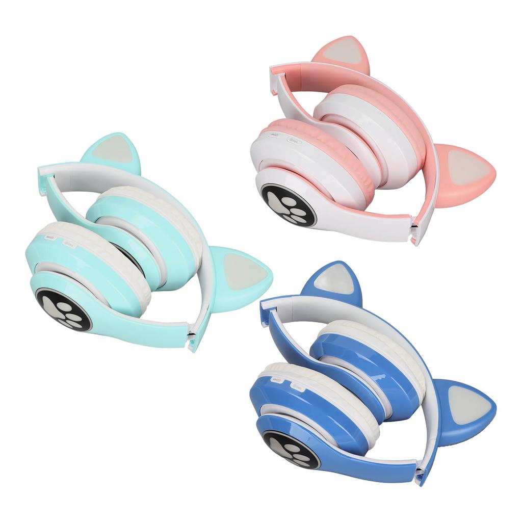 LXB39C Детские наушники Bluetooth 5.0 складные беспроводные светящиеся музыкальные наушники с кошачьими ушками для детей