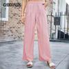 Spring and Autumn Women's Casual Comfortable Loose Pleated Elastic High Waist Wide Leg Pants