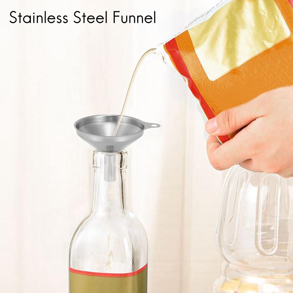 Practical-3 Pack Stainless Steel Funnels Set For Kitchen Use Filling Bottles Liquor Flask Tiny Spice Cooking Powder Water